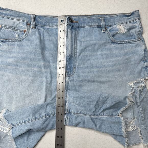 American Eagle Shorts 20 90s Boyfriend Bermuda Blue Denim Distressed Grunge - Picture 4 of 9